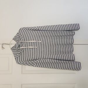 Lucky Brand Black & White Striped Cowl Neck Tie Lightweight Sweater Larger